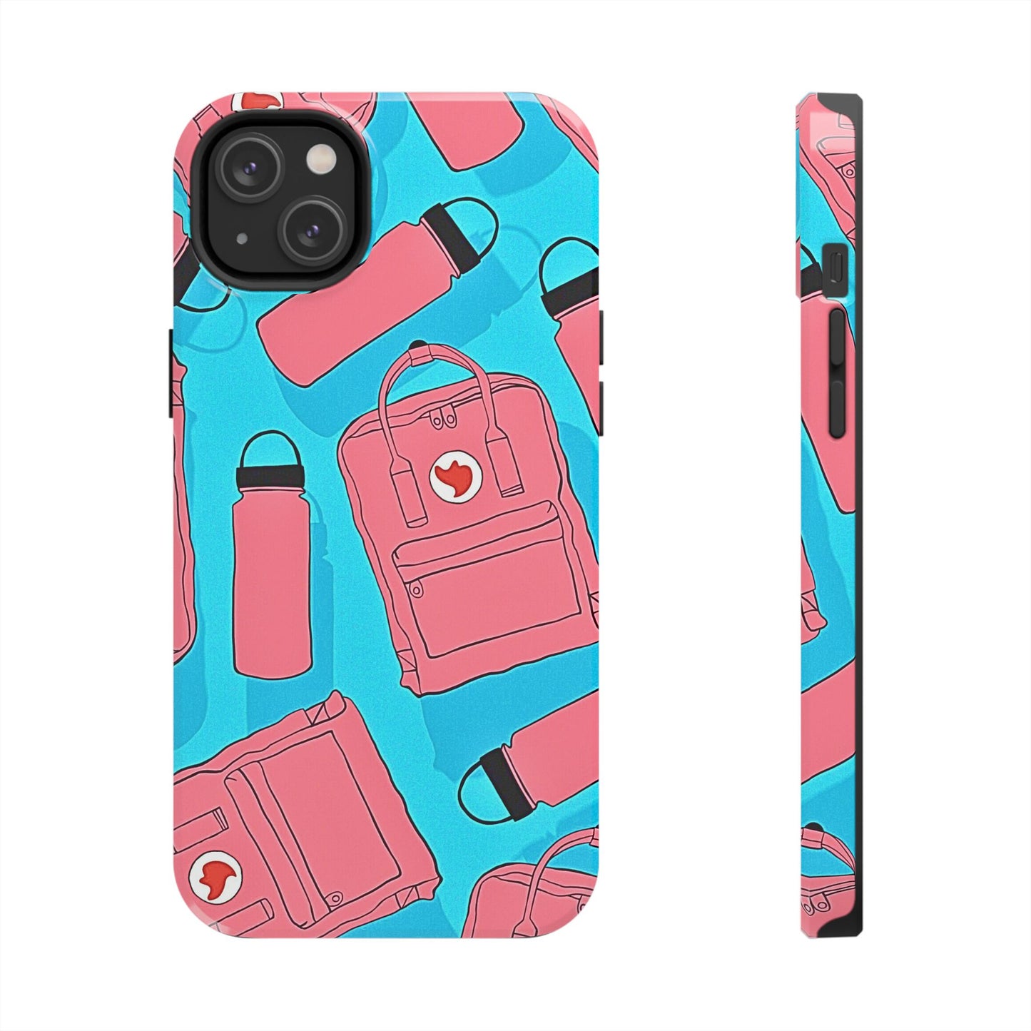 VSCO Kanken Backpack Water Bottle Pink & Blue Tough Phone Case | Aesthetic