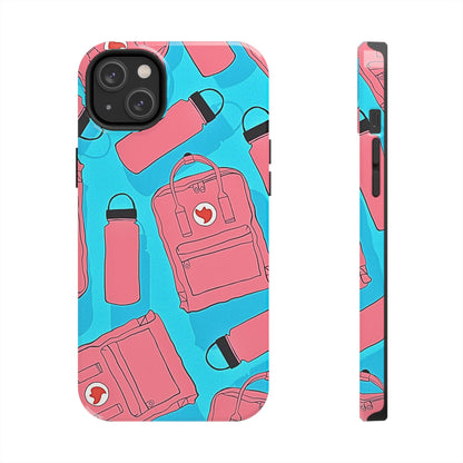 VSCO Kanken Backpack Water Bottle Pink & Blue Tough Phone Case | Aesthetic