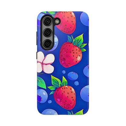 Cute Blueberry Strawberry Fruit Pattern Tough Phone Case | Aesthetic