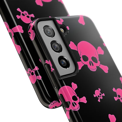 Funda resistente para teléfono estilo emo con calavera rosa | Estética