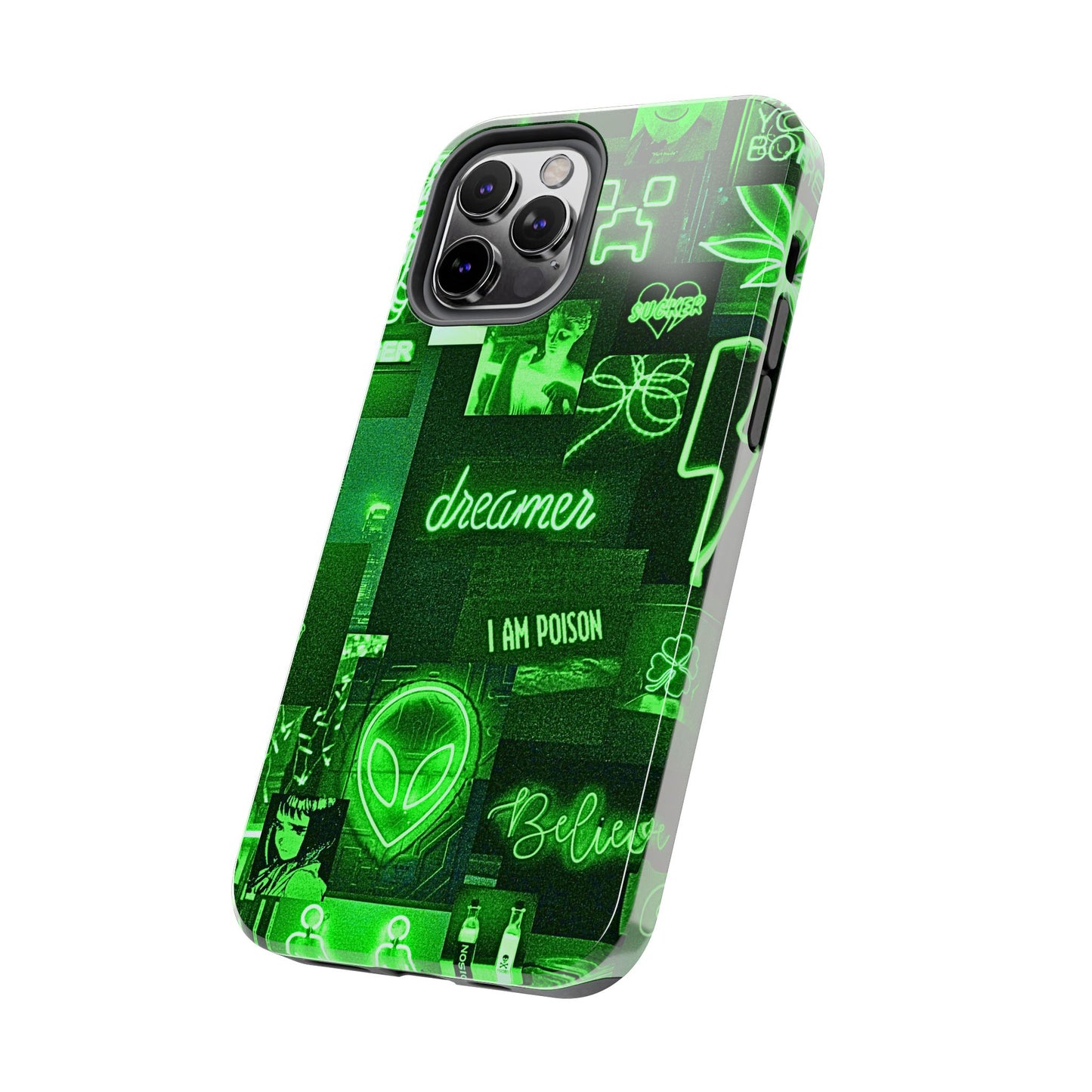 Green Neon Style Tough Phone Case | Aesthetic