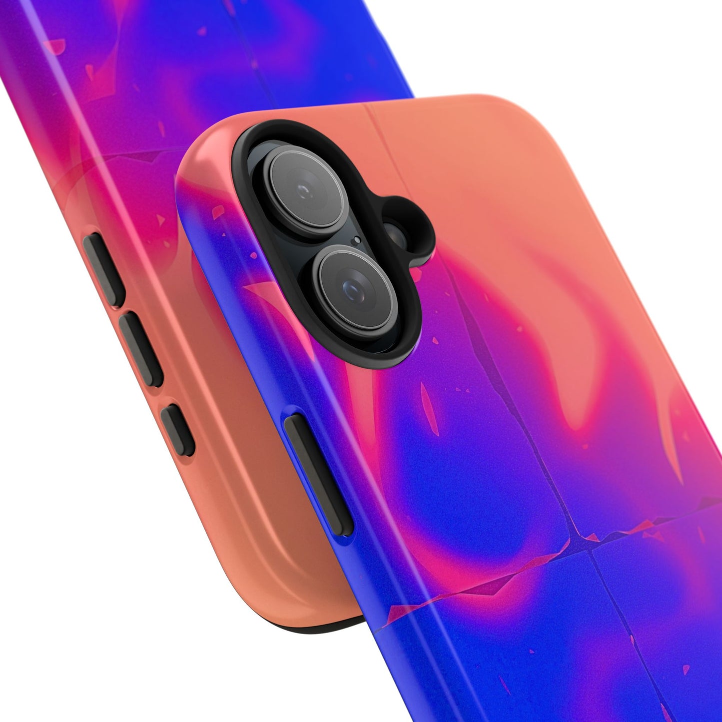 Funda resistente para teléfono con diseño de llamas, degradado abstracto y resplandor del atardecer | Estética