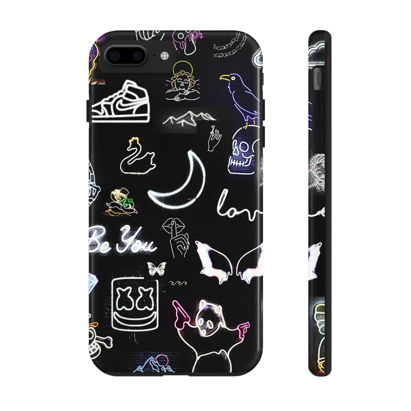 Funda resistente para teléfono estilo neón blanco | Estética