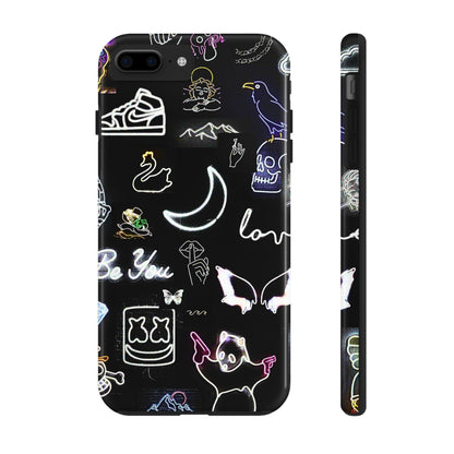 Funda resistente para teléfono estilo neón blanco | Estética