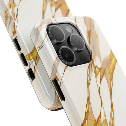 Funda/Cubierta resistente para teléfono con textura de mármol dorado de lujo | Estética