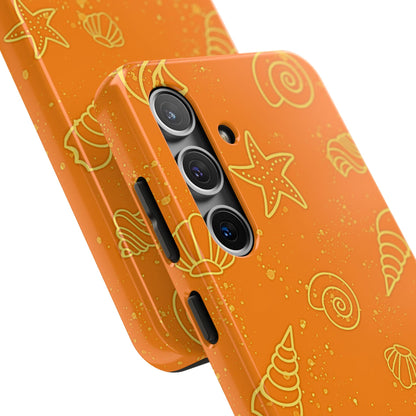 Funda resistente para teléfono con diseño de conchas naranjas | Estética