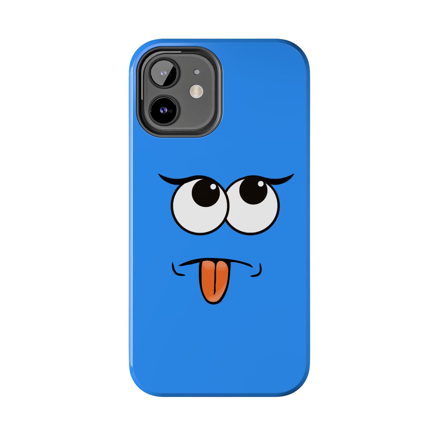 Silly Tongue Out Cartoon Face Blue Background Tough Phone Case | Funny