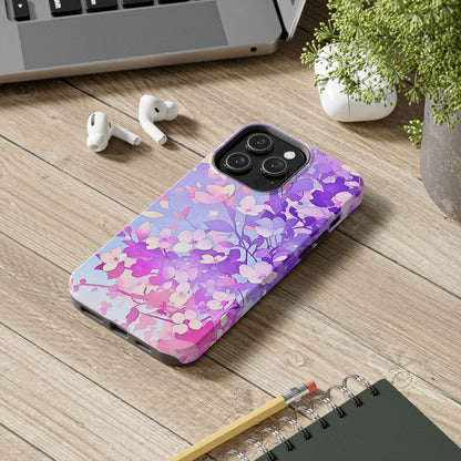 Funda resistente para teléfono con delicados estampados florales en tonos pastel | Estética