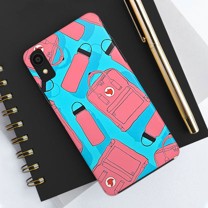 VSCO Kanken Backpack Water Bottle Pink & Blue Tough Phone Case | Aesthetic
