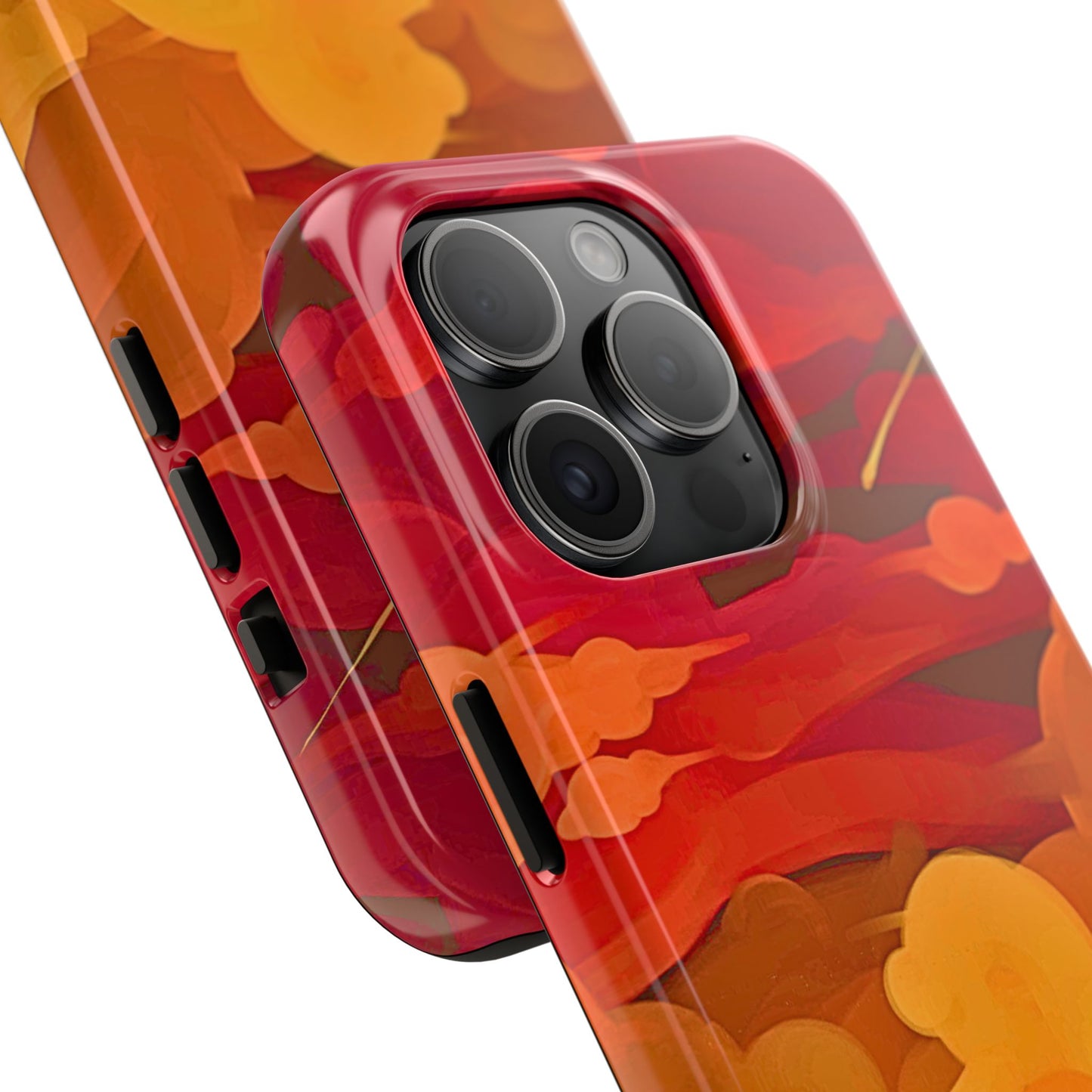 Funda resistente para teléfono con diseño de nubes rojas y naranjas | Estética