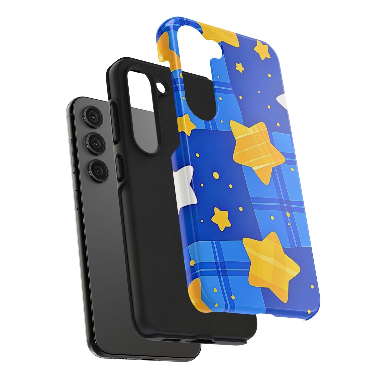 Funda resistente para teléfono con estampado de estrellas y cuadros preppy | Estética