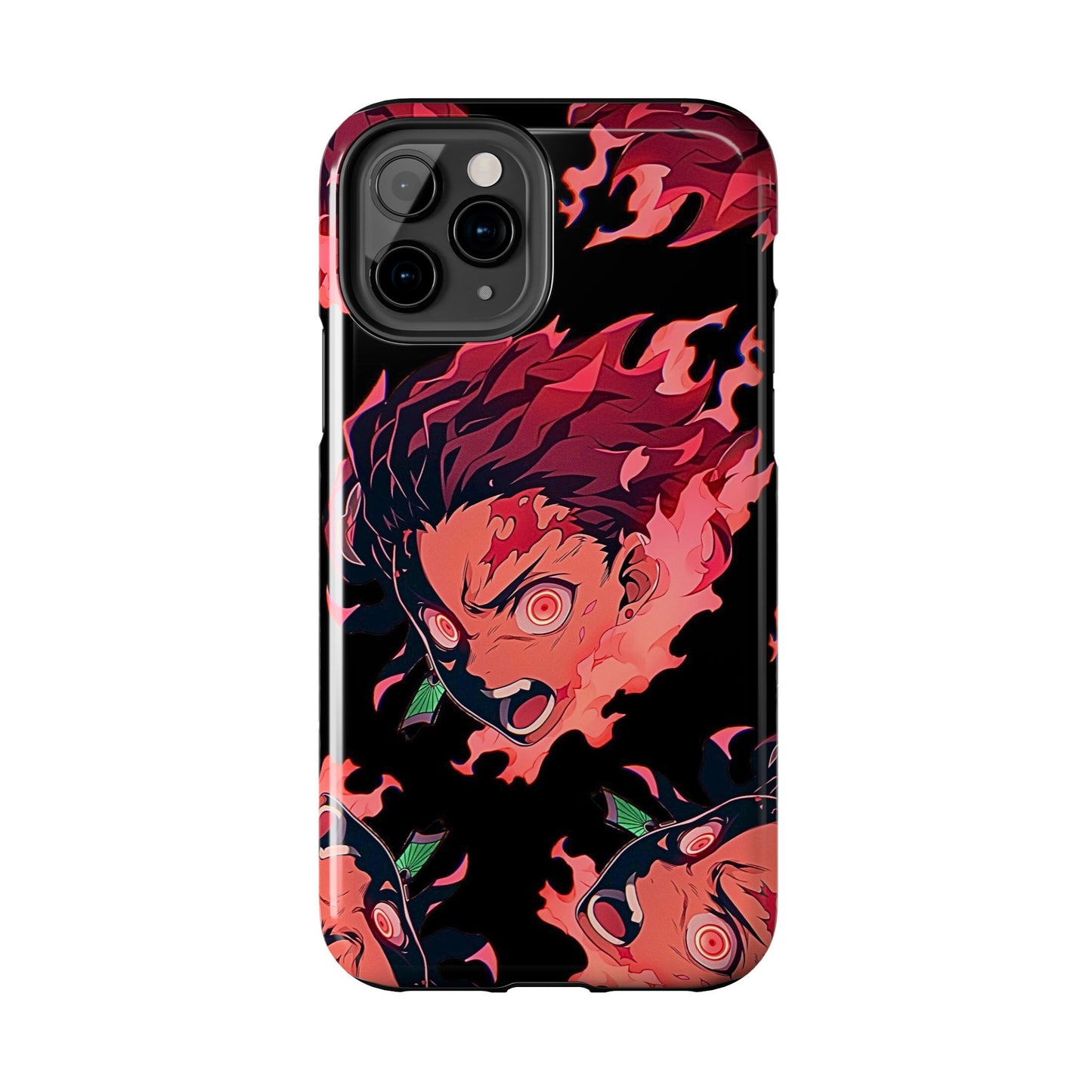 Tanjiro Kamado Flamed Style Black Tough Phone Case | Anime - Demon Slayer