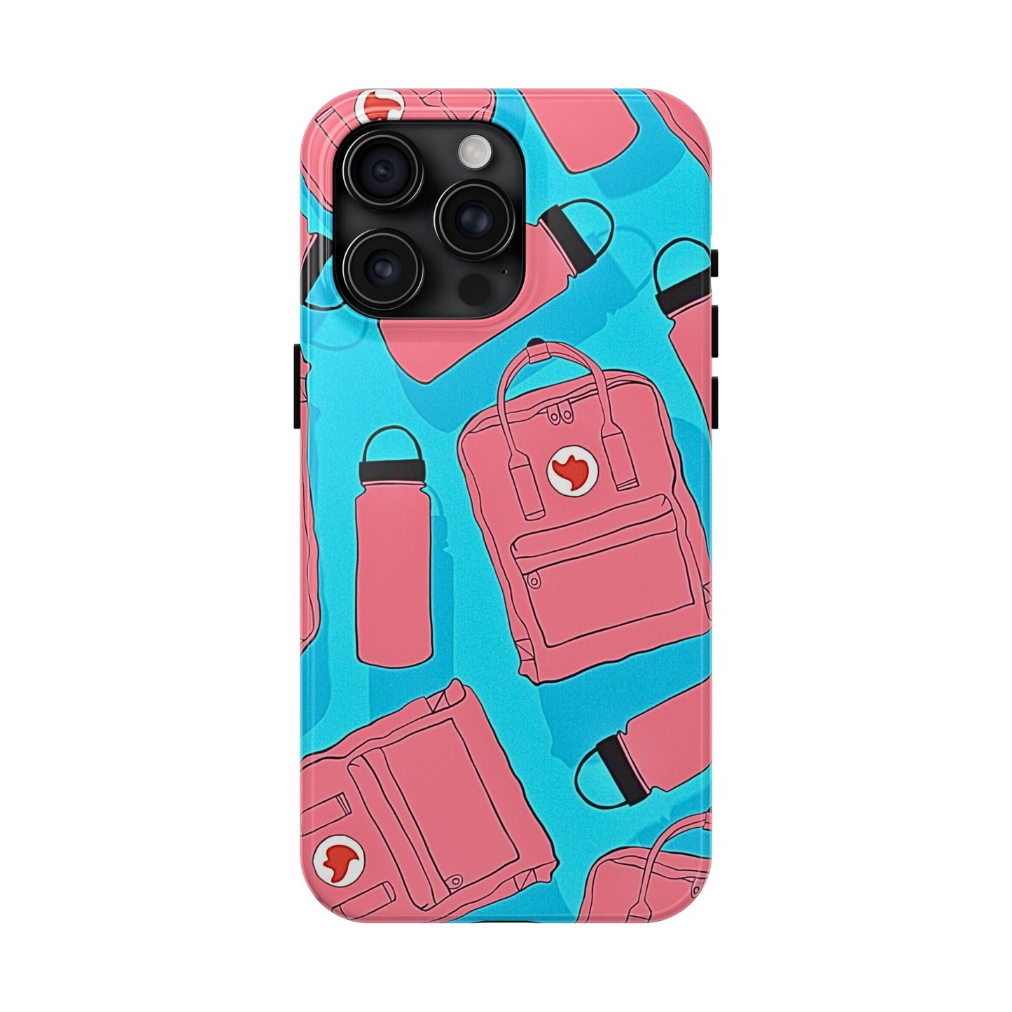 VSCO Kanken Backpack Water Bottle Pink & Blue Tough Phone Case | Aesthetic