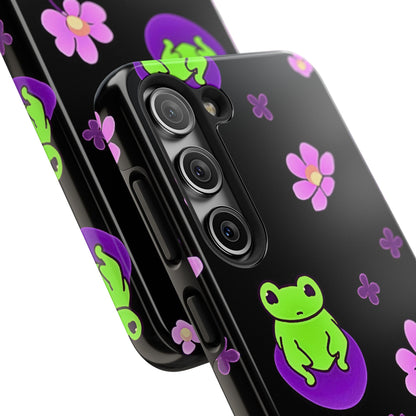 Cute Frog & Pink Flowers Pattern Style Tough Phone Case | Animals