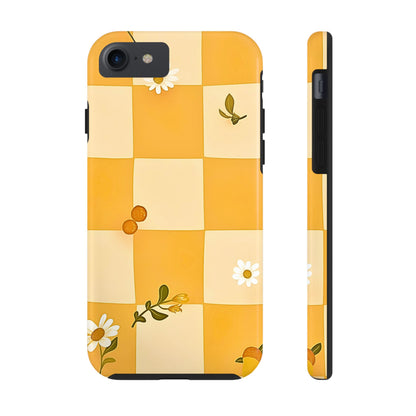 Yellow Checkered Preppy Daisies Tough Phone Case | Aesthetic