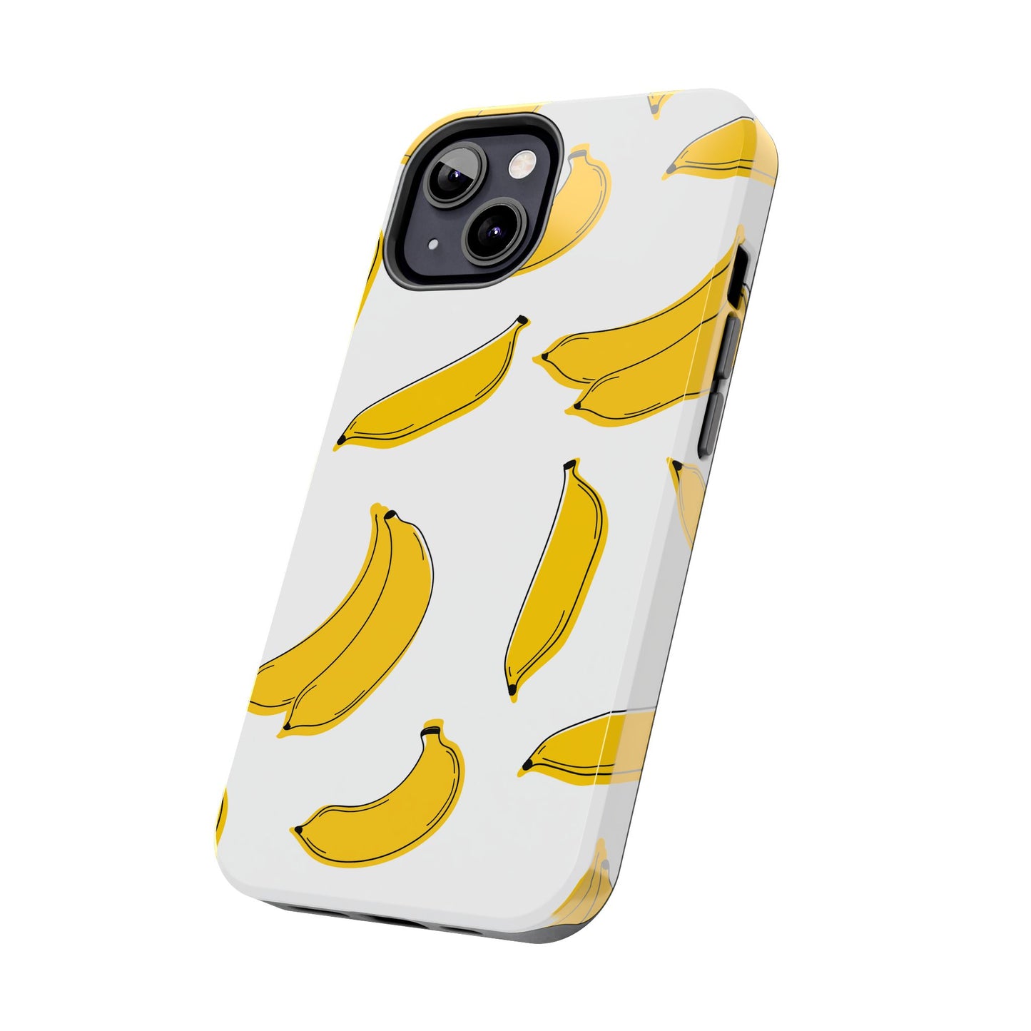 Bold Yellow Banana Pattern Minimal Line Art Tough Phone Case | Food