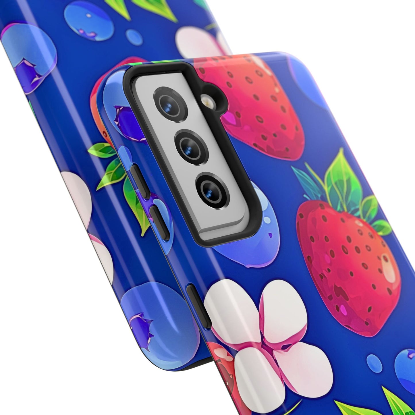 Cute Blueberry Strawberry Fruit Pattern Tough Phone Case | Aesthetic