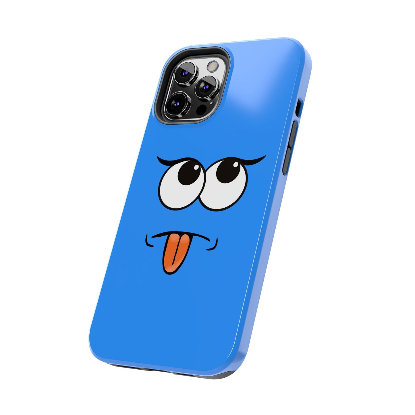Silly Tongue Out Cartoon Face Blue Background Tough Phone Case | Funny