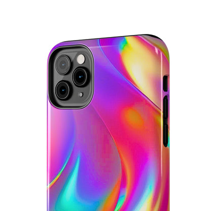 Funda resistente para teléfono con brillo metálico holográfico y estilo abstracto | Estética