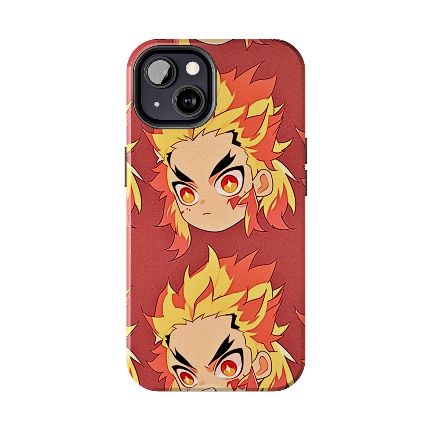 Rengoku Head Pattern Dark Orange Tough Phone Case | Anime - Demon Slayer