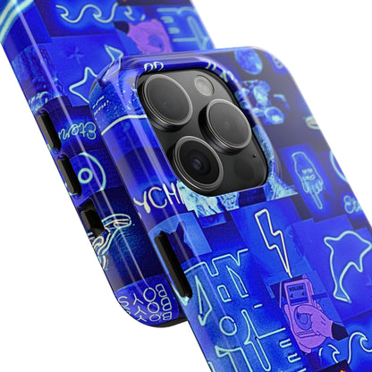 Blue Neon Style Tough Phone Case | Aesthetic