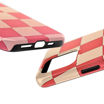 Preppy Checkered Pink Tough Phone Case | Aesthetic