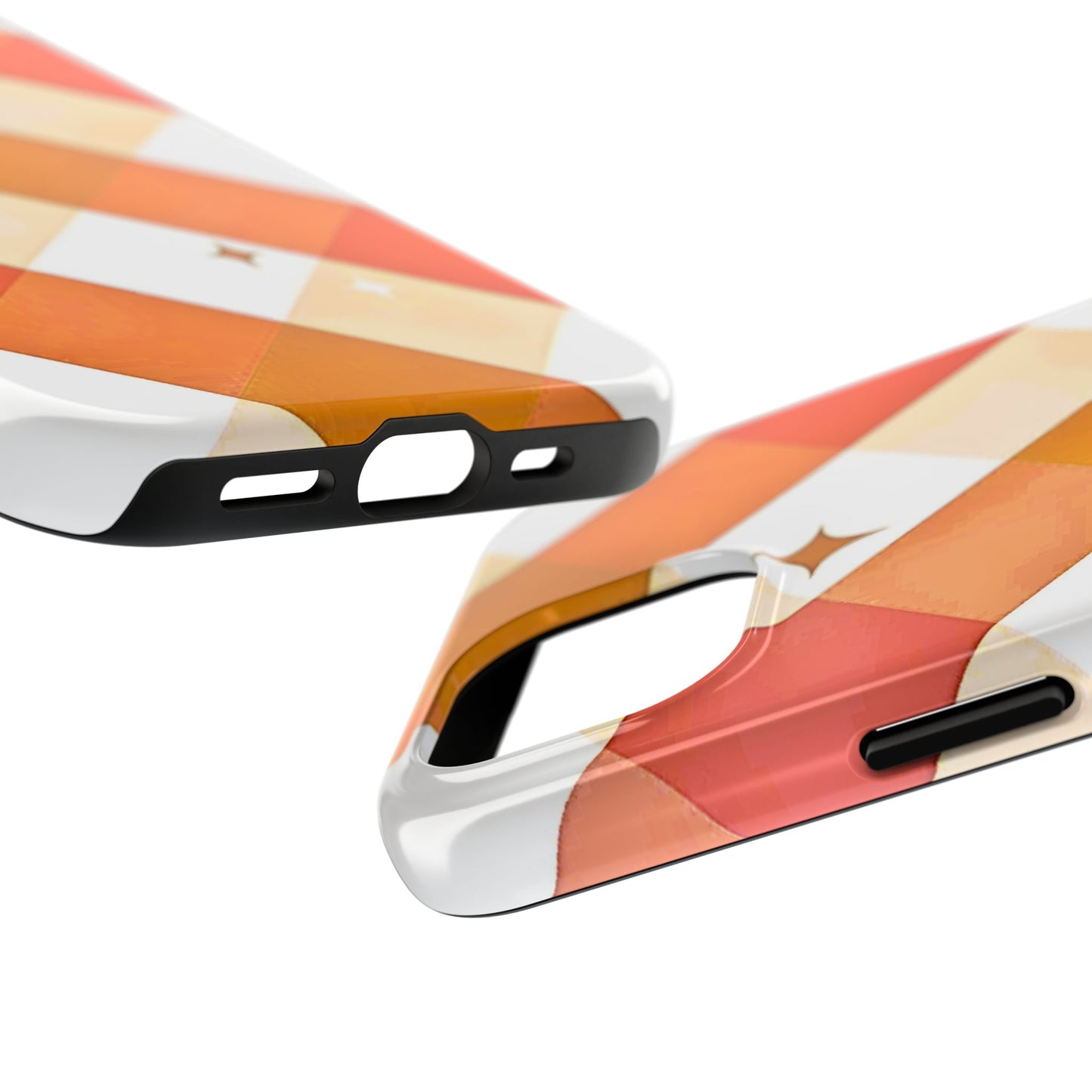 Pastel Orange & Pink Checkered Stars Tough Phone Case | Aesthetic