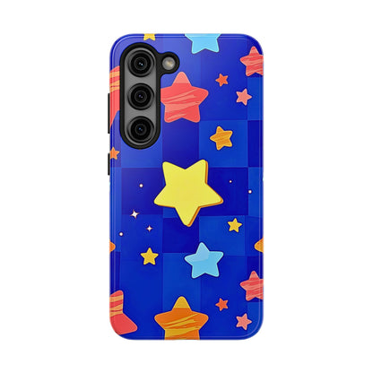 Funda resistente para teléfono con estampado de estrellas vibrantes y preppy | Estética