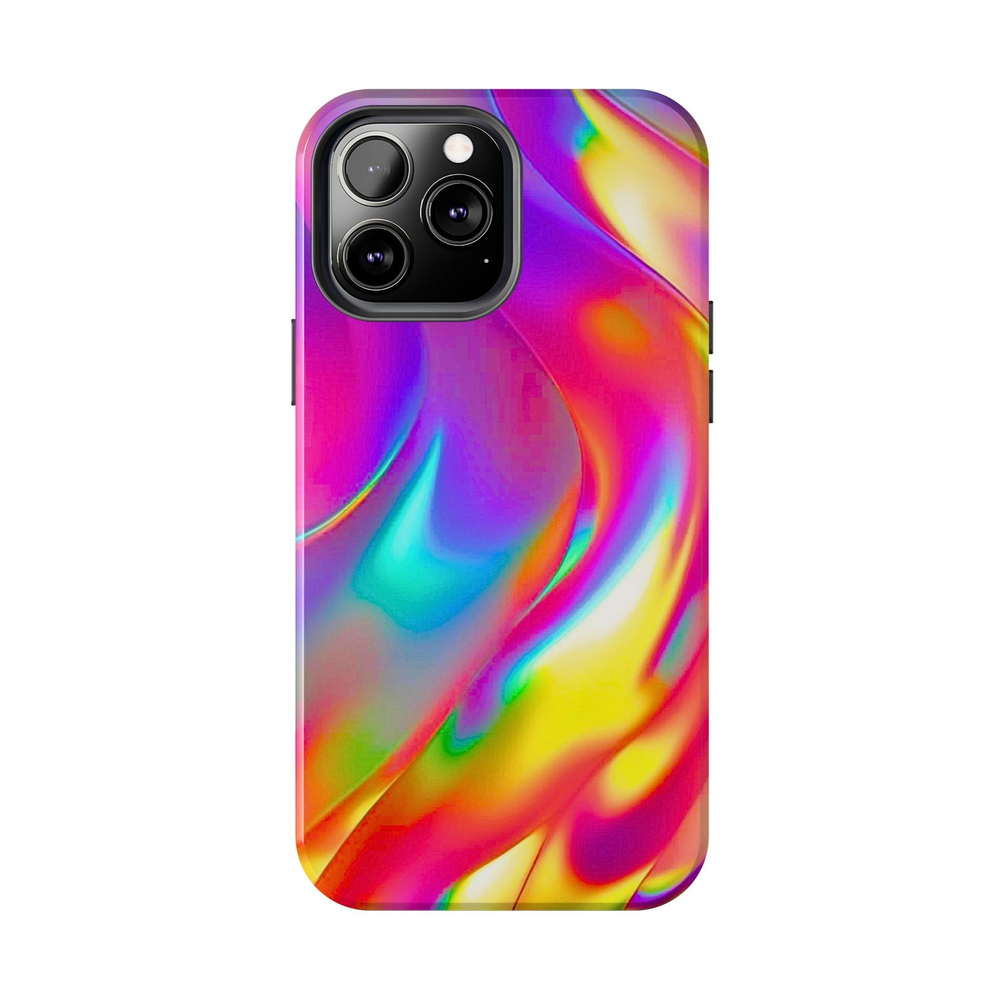 Funda resistente para teléfono con brillo metálico holográfico y estilo abstracto | Estética