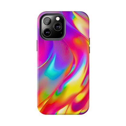 Funda resistente para teléfono con brillo metálico holográfico y estilo abstracto | Estética