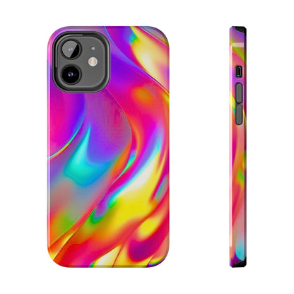 Funda resistente para teléfono con brillo metálico holográfico y estilo abstracto | Estética