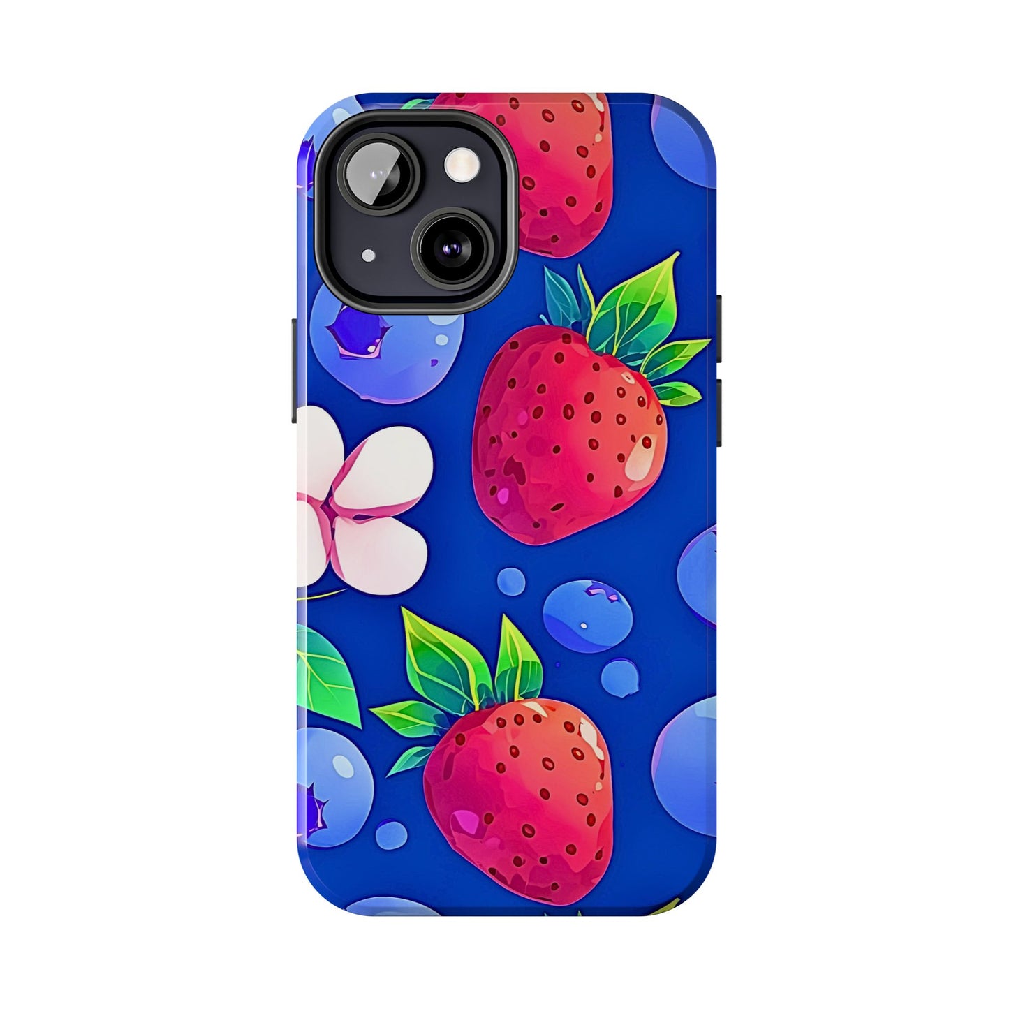 Cute Blueberry Strawberry Fruit Pattern Tough Phone Case | Aesthetic