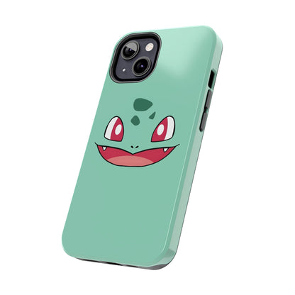 Green Leaf Dino Smile Red Eyes Cute Creature Tough Phone Case | Anime