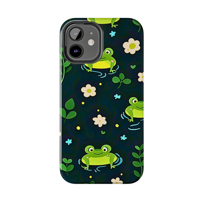 Kawaii Froggy Pattern Black Tough Phone Case | Animals