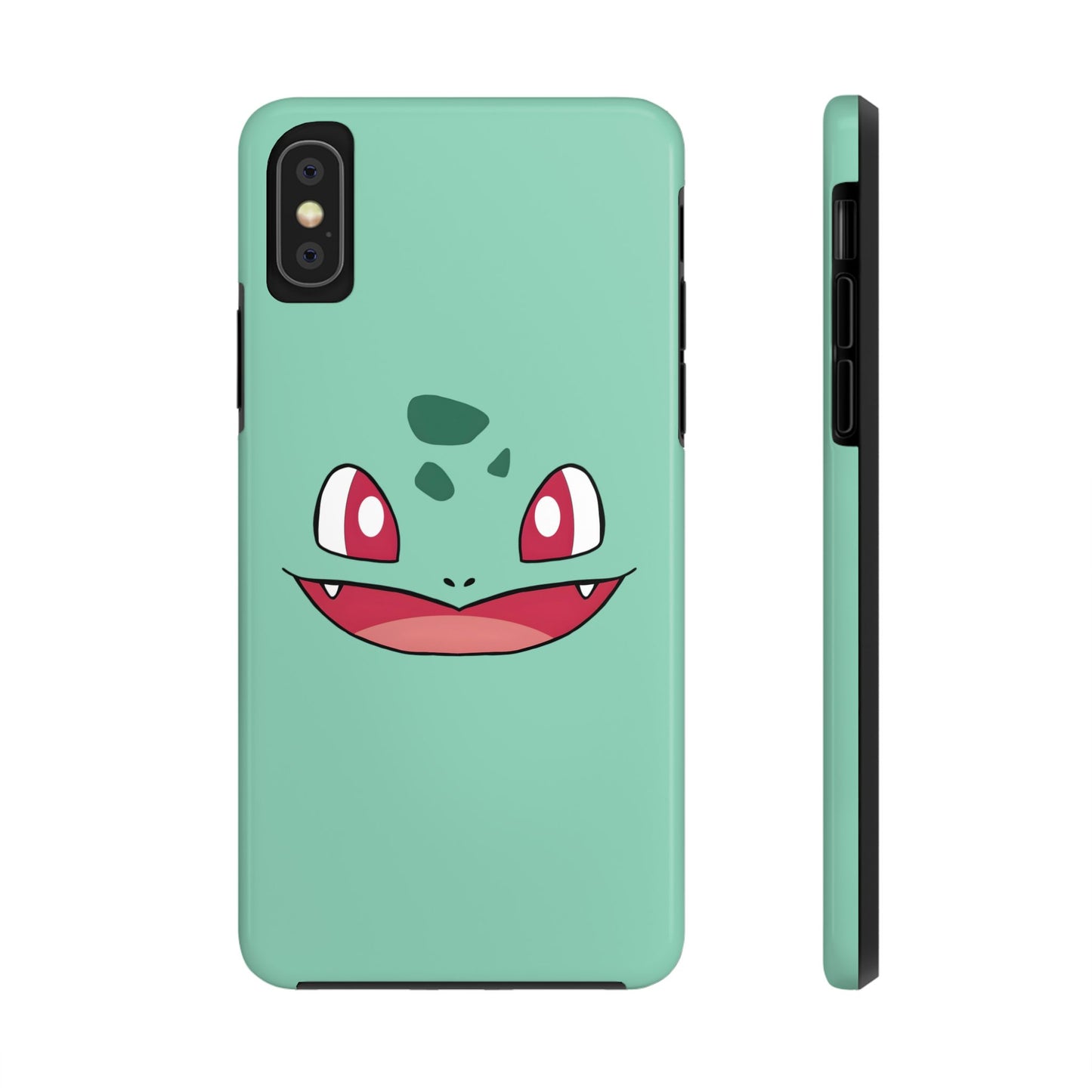 Green Leaf Dino Smile Red Eyes Cute Creature Tough Phone Case | Anime