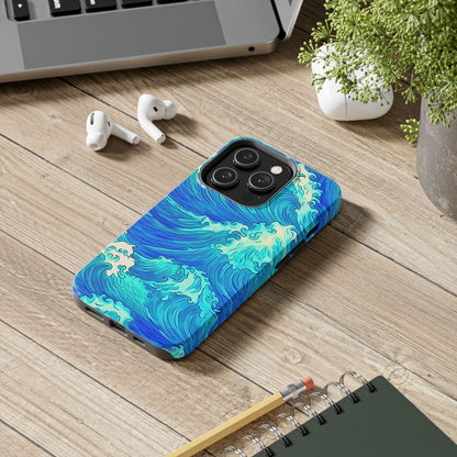 Funda resistente para teléfono con diseño de olas de agua | Estética