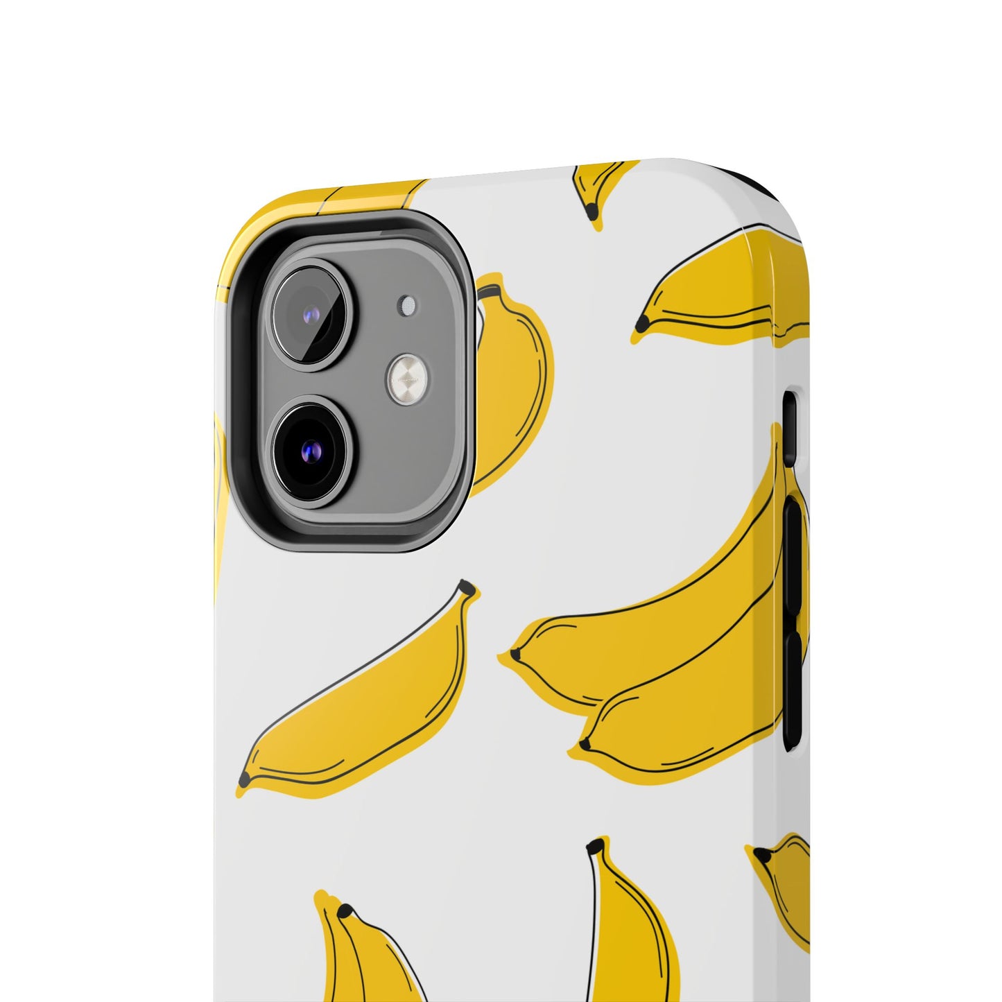 Bold Yellow Banana Pattern Minimal Line Art Tough Phone Case | Food