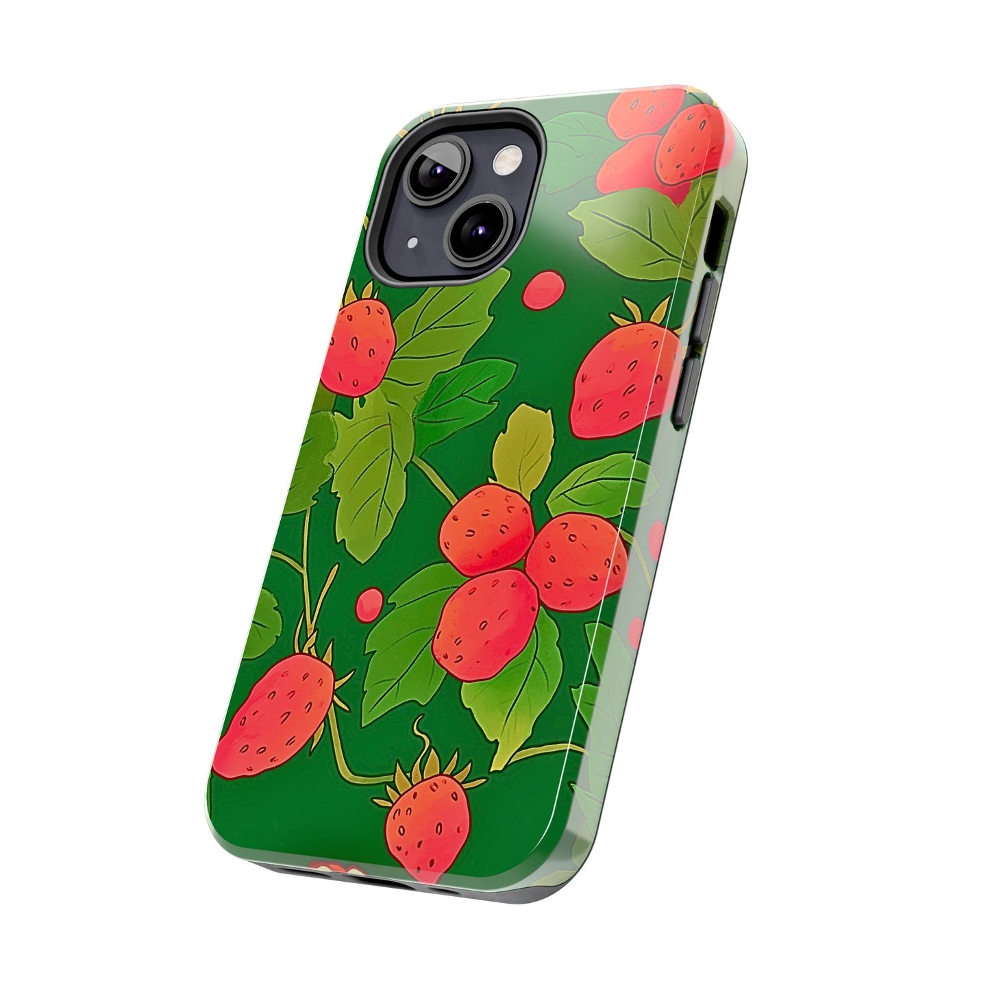 Dark Strawberry Pattern Preppy Tough Phone Case | Aesthetic