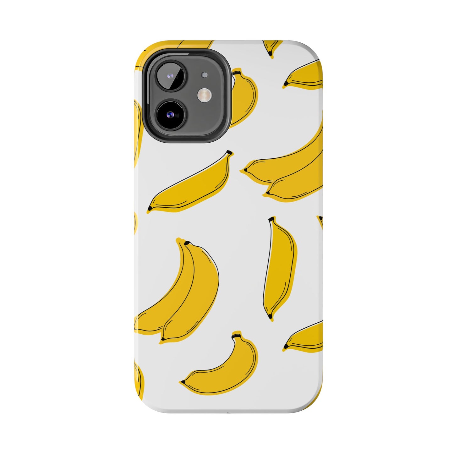 Bold Yellow Banana Pattern Minimal Line Art Tough Phone Case | Food