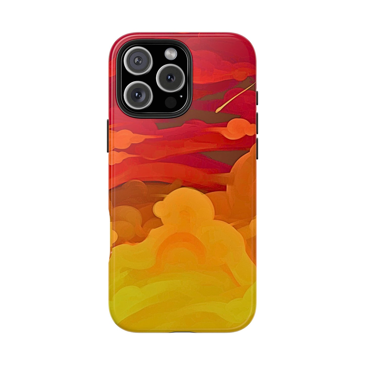 Funda resistente para teléfono con diseño de nubes rojas y naranjas | Estética