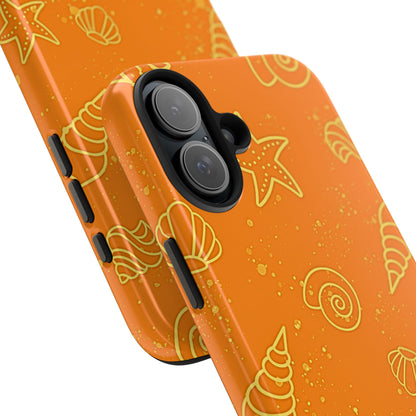 Funda resistente para teléfono con diseño de conchas naranjas | Estética