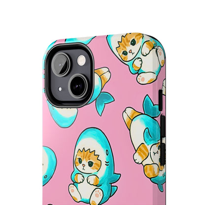Pink Cute Shark Cats Pattern Tough Phone Case | Animals