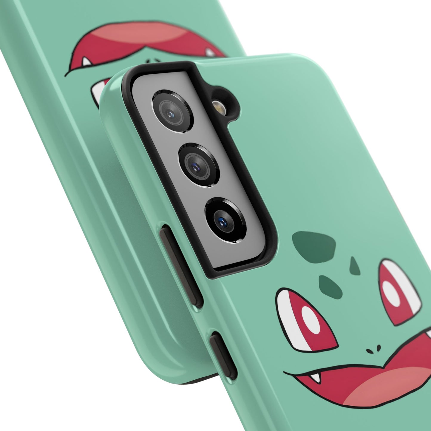 Green Leaf Dino Smile Red Eyes Cute Creature Tough Phone Case | Anime