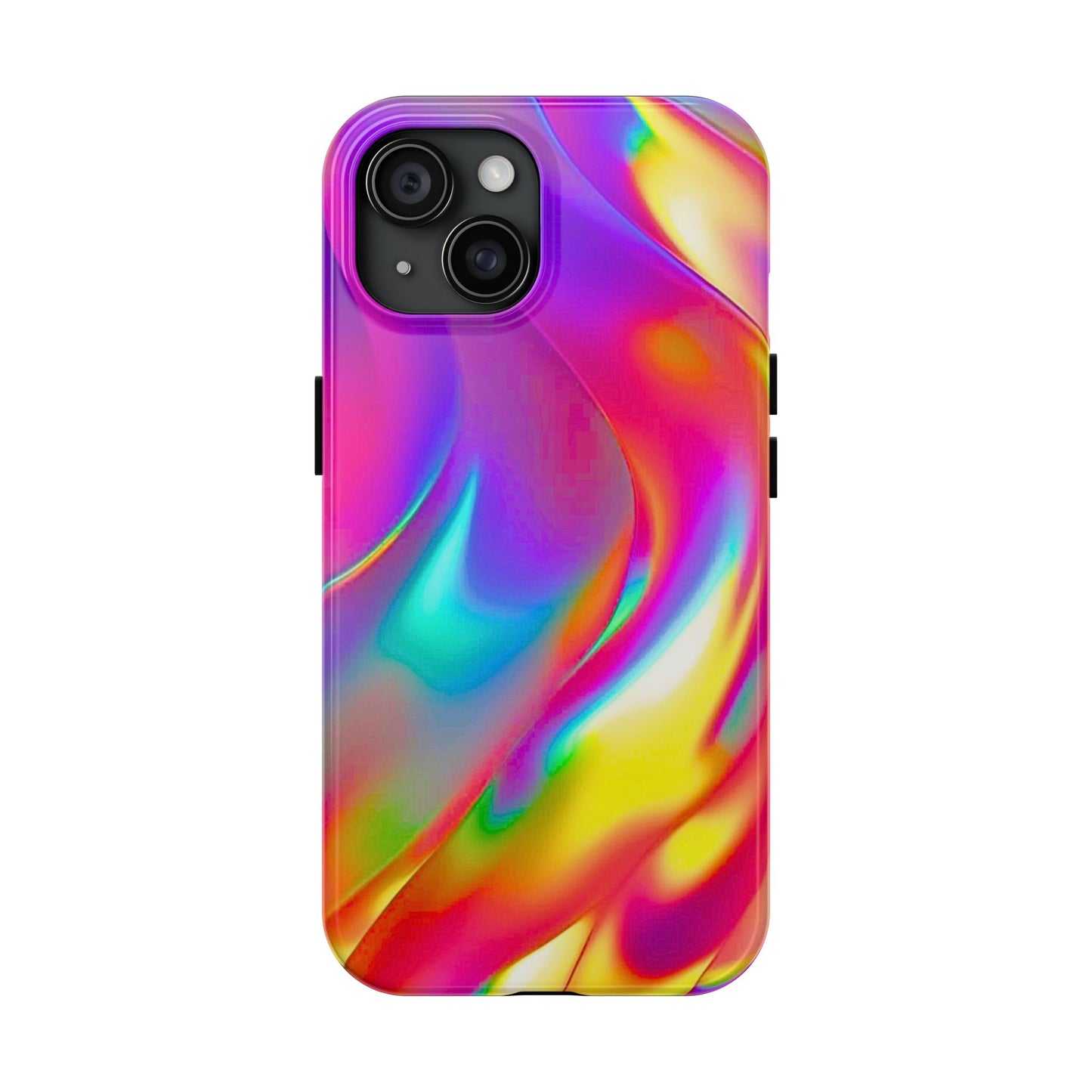 Funda resistente para teléfono con brillo metálico holográfico y estilo abstracto | Estética