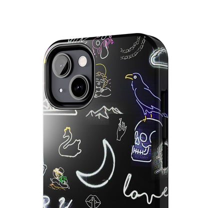 Funda resistente para teléfono estilo neón blanco | Estética
