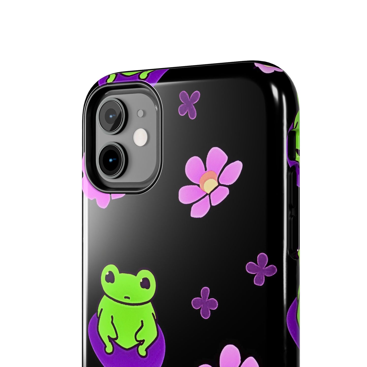 Cute Frog & Pink Flowers Pattern Style Tough Phone Case | Animals