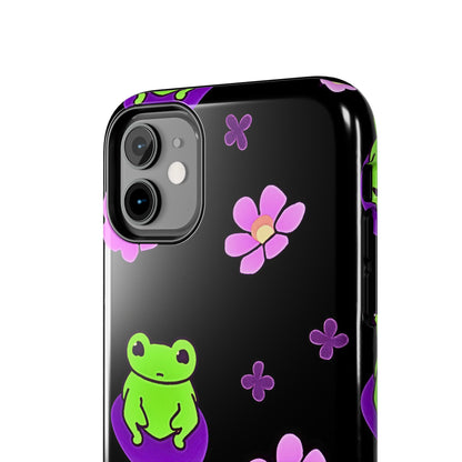 Cute Frog & Pink Flowers Pattern Style Tough Phone Case | Animals