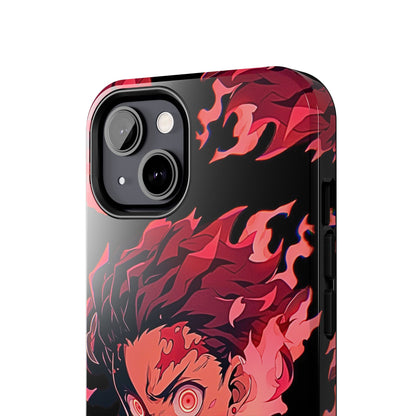 Tanjiro Kamado Flamed Style Black Tough Phone Case | Anime - Demon Slayer