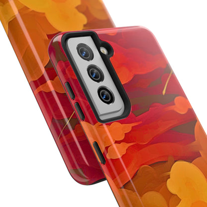 Funda resistente para teléfono con diseño de nubes rojas y naranjas | Estética