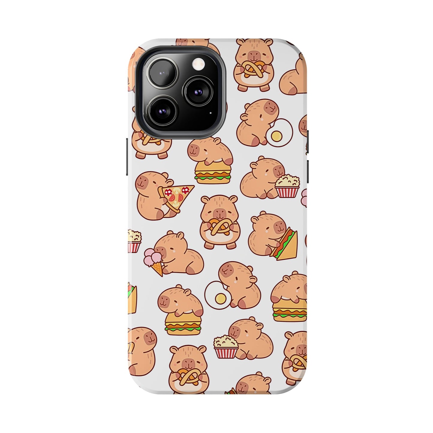 Cute Capybara Eating Pizza Ice Cream & Snacks Cartoon Food Tough Phone Case | Animals